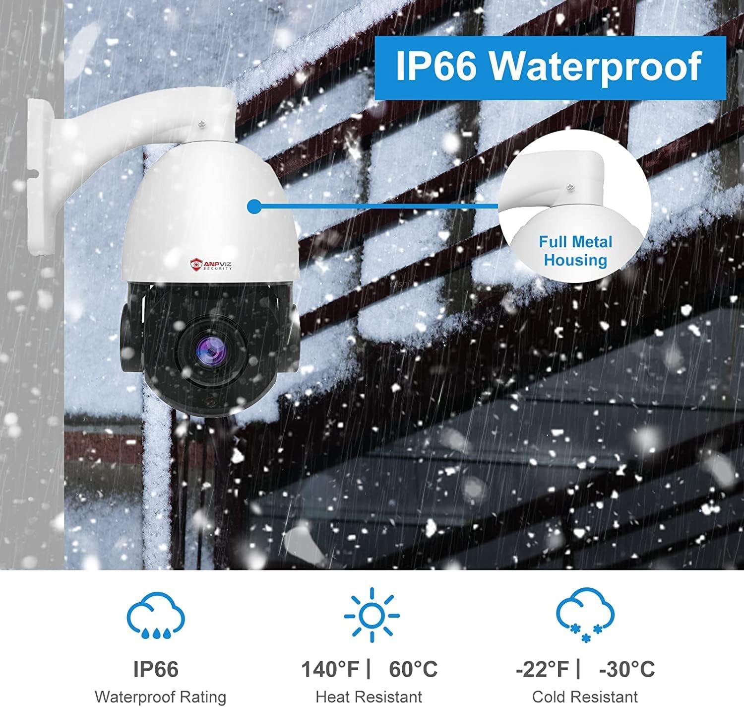 Anpviz 5MP PoE PTZ IP Surveillance Camera 20X Optical Zoom, PTZ IP Security Camera Outdoor with Mic/Audio, Human Vehicle Detection, 300ft IR Night Vision, Pan 360°/Tilt 90°, IP66 Waterproof (U Series)