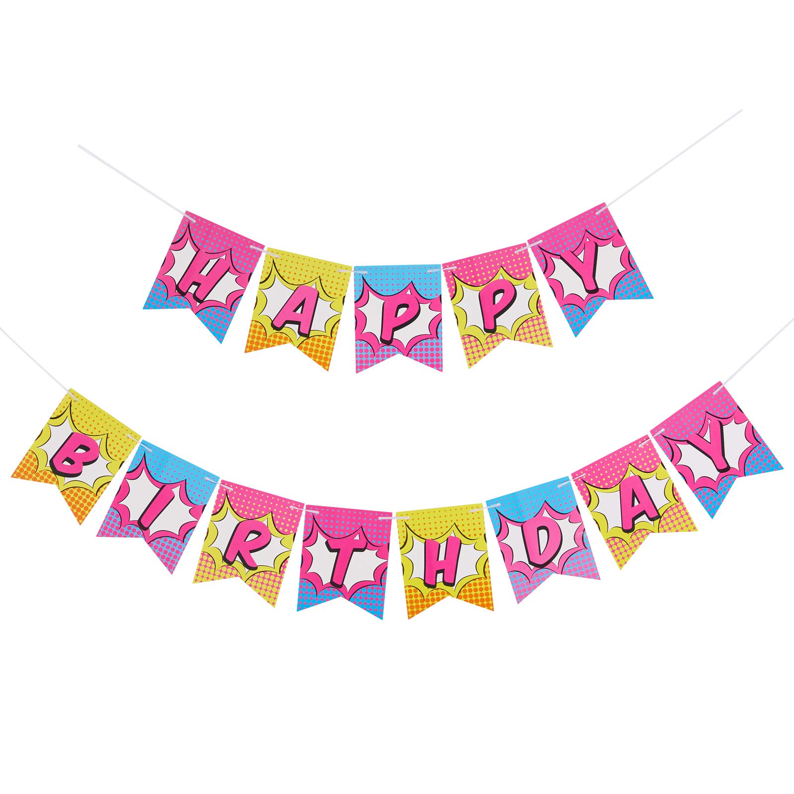 Happium Superhero Children's Birthday Bunting Party Decoration Garland Party Banner (Multicolor Superhero Girl)