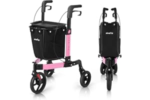 StrollAid 3 Wheel Walkers for Seniors, Foldable Rollator Walker with Tray & Large Storage Bag, 10" Big Wheel for All Terrain,