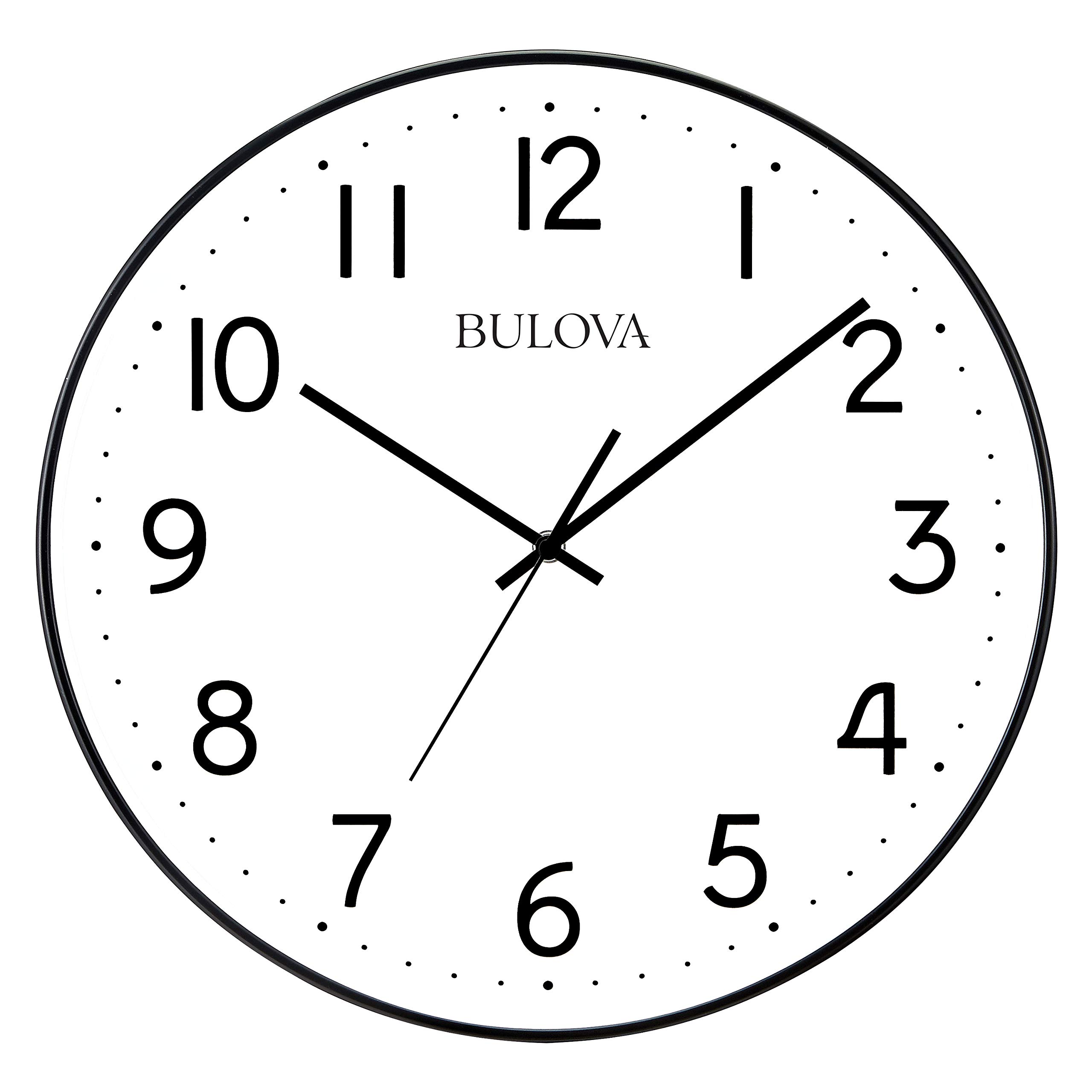 Bulova Office Mate Wall Clock, 16", Black and White
