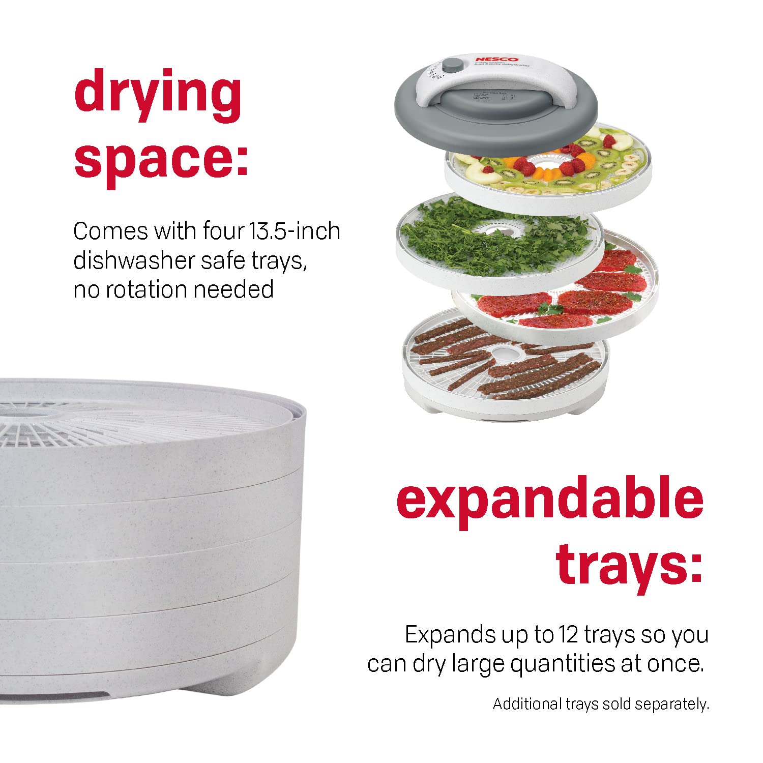 NESCO FD-60 Snackmaster Express Food Dehydrator for Great Jerky and Snacks, 4 Trays, 13.5