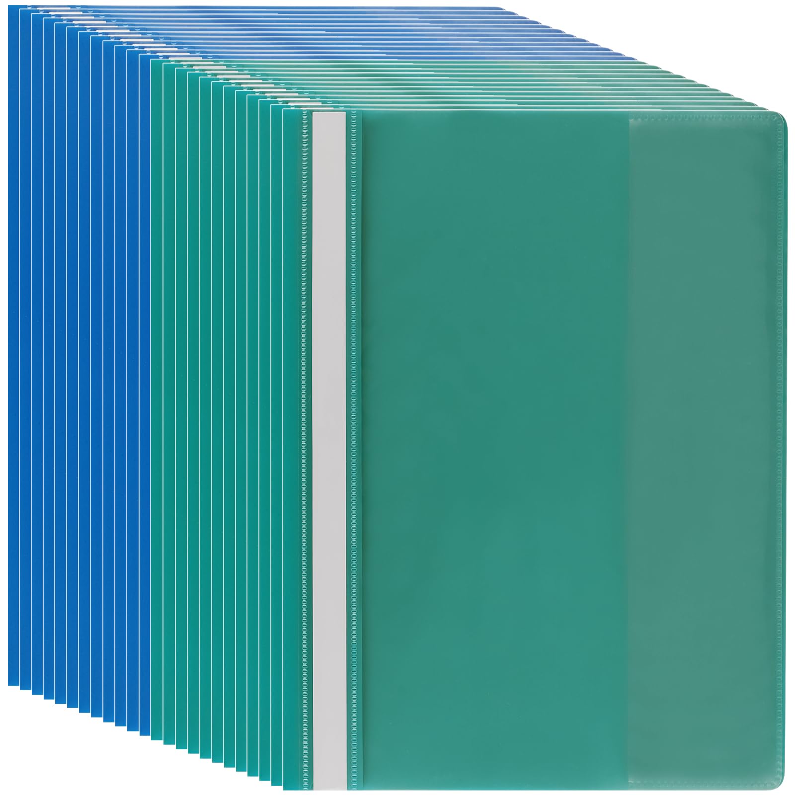 MUKLEI 24 PCS A4 Plastic Presentation Folders, Clear Cover Report Files, A4 Report Project Document 2 Holes Binding Plastic Document Files for Office Documents Storage, 31 x 23cm