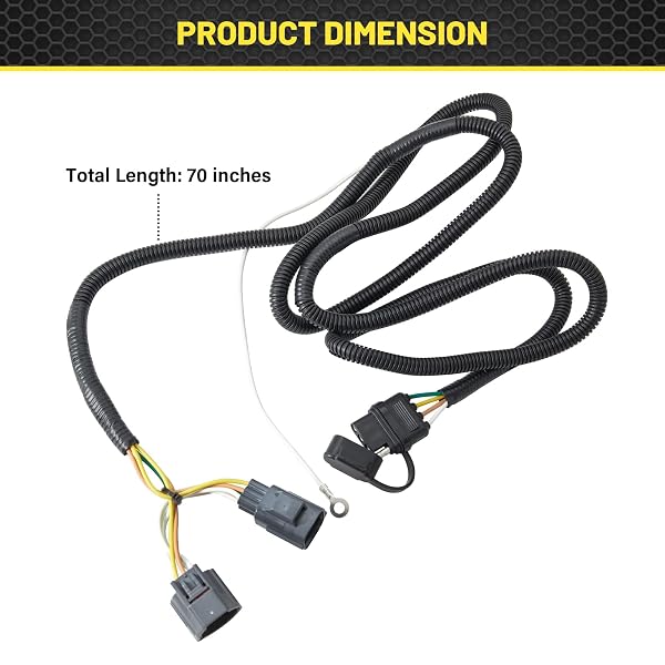 OYVINY 4 PIN TRAILER WIRING HARNESS FOR 2007-2018 JEEP WRANGLER JK JKU SAHARA RUBICON UNLIMITED SPORT MODELS, WRANGLER 2 DOOR & 4 DOOR FLAT TOW TRAILER HITCH WIRING 16AWG PURE COPPER WIRES