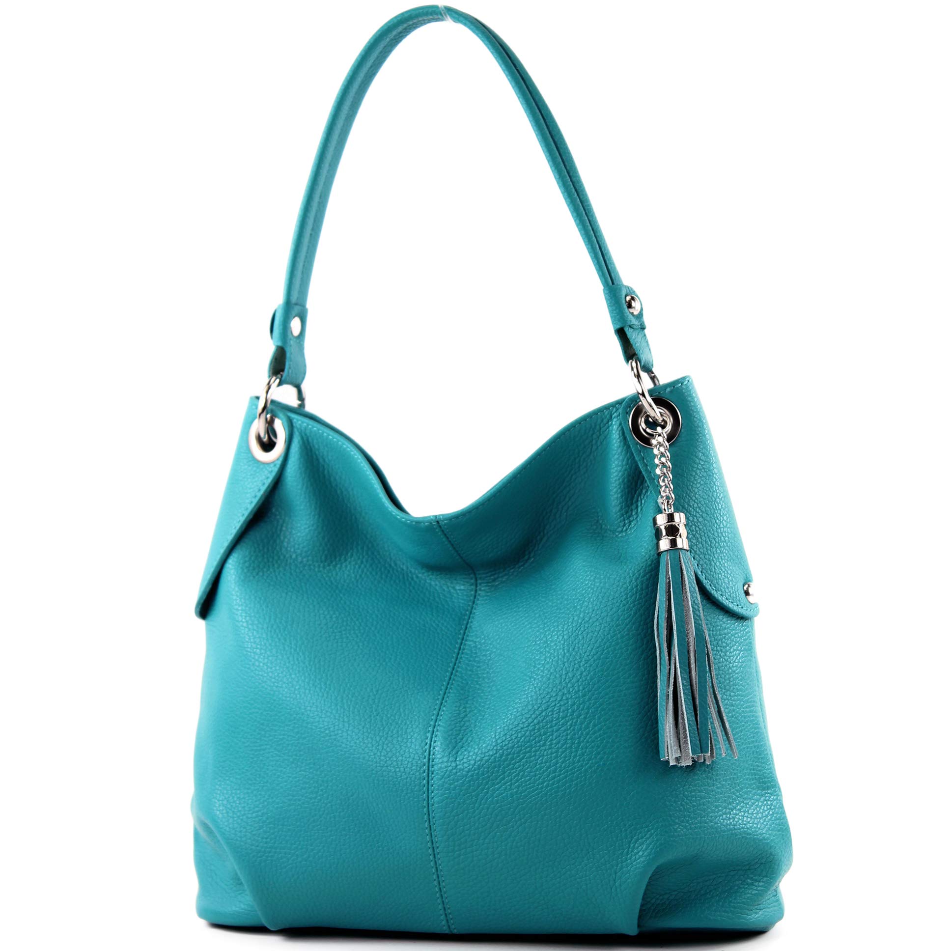 modamoda de - T185 - ital. Ladies leather shoulder bag, Colour:Turquoise_1