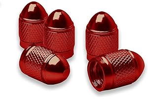 5 Pcs Car Tire Valve Stem Caps, Bullet Style Polished Aluminum Tire Valve Stem Caps, Universal for Car Truck Motorcycle SUV a