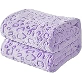FY FIBER HOUSE Purple Blanket Cheetah Print Throw Blanket Leopard Decor, 50"X60"