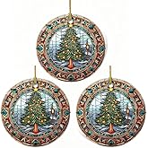 3PCS 2026 Christmas Ornaments, Christmas Tree Ornaments Acrylic, Faux Stained Glass Effect Gifts Exchange for Women, Men