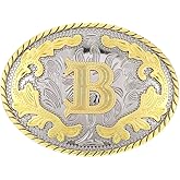 HUABOLA CALYN Western Belt Buckle Initial Letters ABCDEFG to Y-Cowboy Rodeo Gold Large Belt Buckle for Men and Women (ABC-Z)