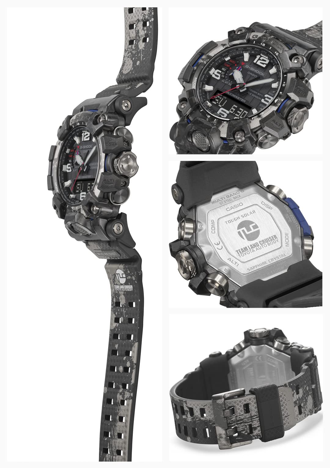 G-SHOCK(ジーショック) Casio GWG-2000TLC-1AJR Men's Wristwatch, MUDMASTER Radio Solar, Teamland Cruiser, Toyota Auto Body, Collaboration Model, Black, Black