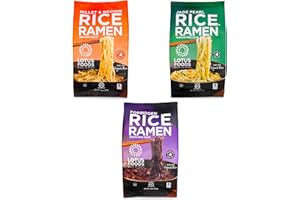 Lotus Foods Bulk Organic Rice Ramen With Miso Soup Variety Bundle - Gluten Free Rice Ramen, Whole Grain Noodles - Forbidden Black, Jade Pearl, Millet & Brown Rice - 2.8 Oz Bags (Pack of 6)