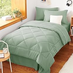 CozyLux Twin Comforter Set with Sheets Sage Green