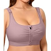 BRABIC Wireless Zip Front Closure Bras for Women No Underwire Full Coverage Comfort Everyday Post Surgery Compression Bra (US, Alpha, Medium, Regular, Regular, Purple)