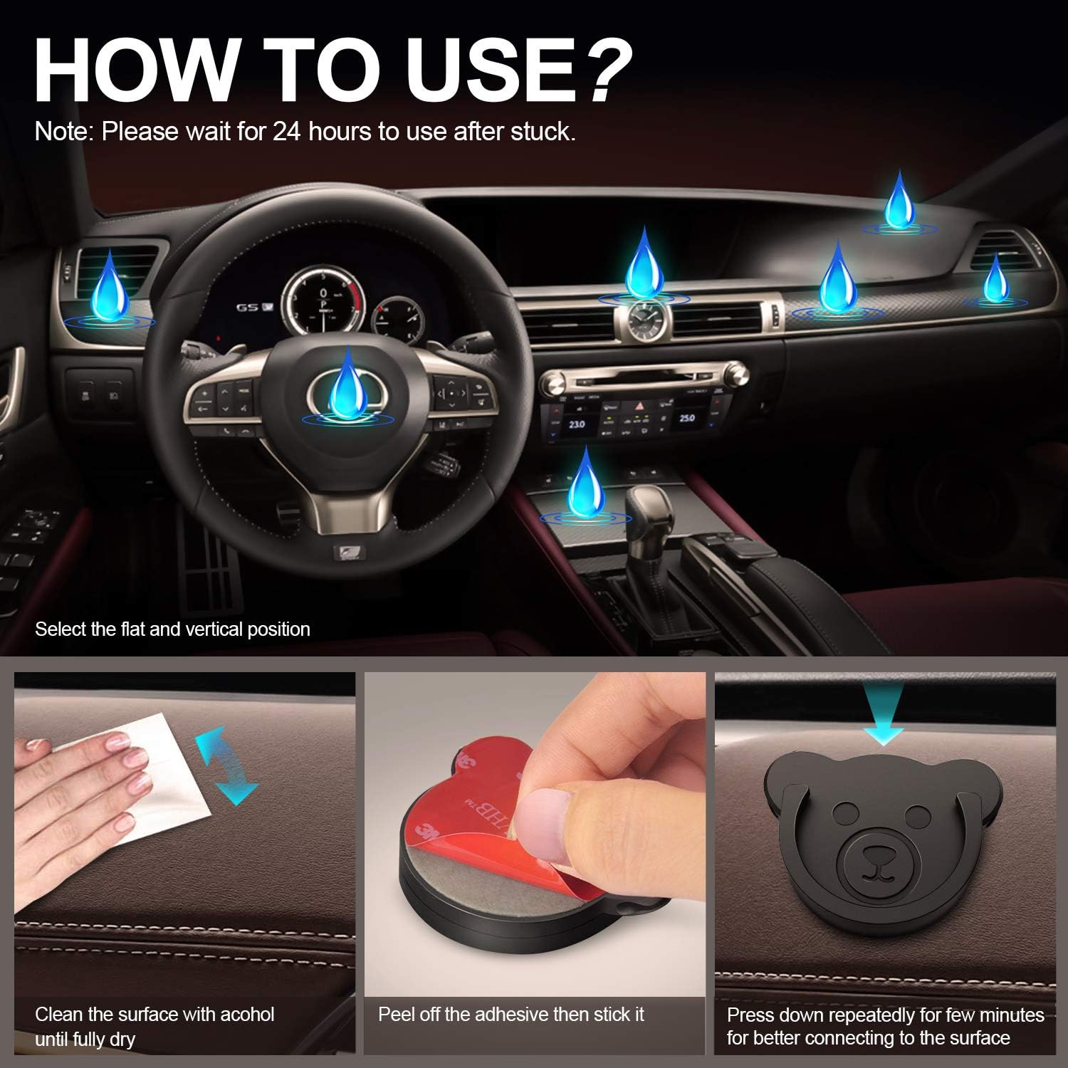 TOPGO Socket Car Mount for Phone Holder Cute Bear Style Silicone Grip Stand with Phone line Clasp for Collapsible Socket User Used on Dashboard - Image 5