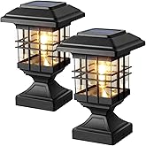 Lffital Solar Post Lights Outdoor Solar Cap Lights Deck Fence Cap for 4x4 5x5 6x6 Posts Patio Garden Courtyard Decoration Fix