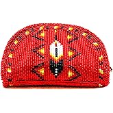 Weavish Handmade Beaded Coin Purse For Women,Inspired By Native American Style Seed Beaded Coin Pouch,Beaded Coin Wallet (Red)