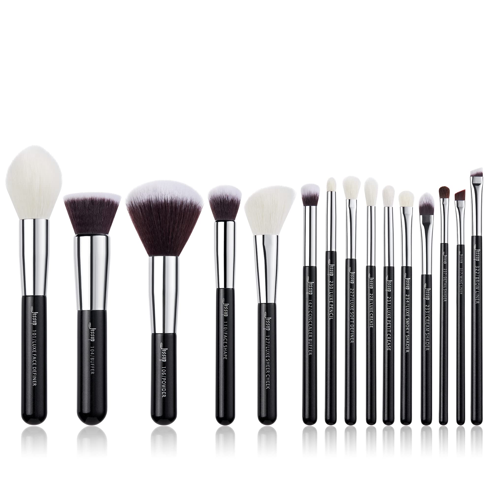 Jessup Makeup Brush Professional Blush Blending Concealer Powder Foundation Eye Brush Eyeshadow Cosmetics Set Black T180