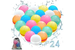 24 Pcs Magnetic Reusable Water Balloons Fast Refillable for Kids Outdoor Activities, latex-free Kids Pool Beach Bath Toys, Se