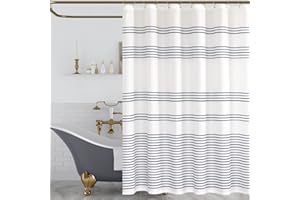 Lazzzy Blue and White Shower Curtain Waterproof Fabric Striped Shower Curtains for Bathroom with Hooks Hotel Style Elegant Lu