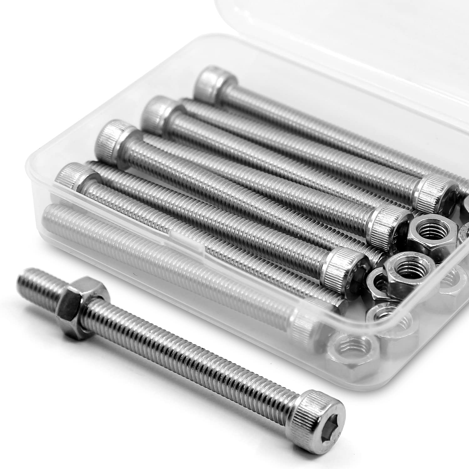 M8 x 100 mm 8 Pieces 304 Stainless Steel Hexagonal Screws Bolts and Nuts Set, Machine Screws — image 1