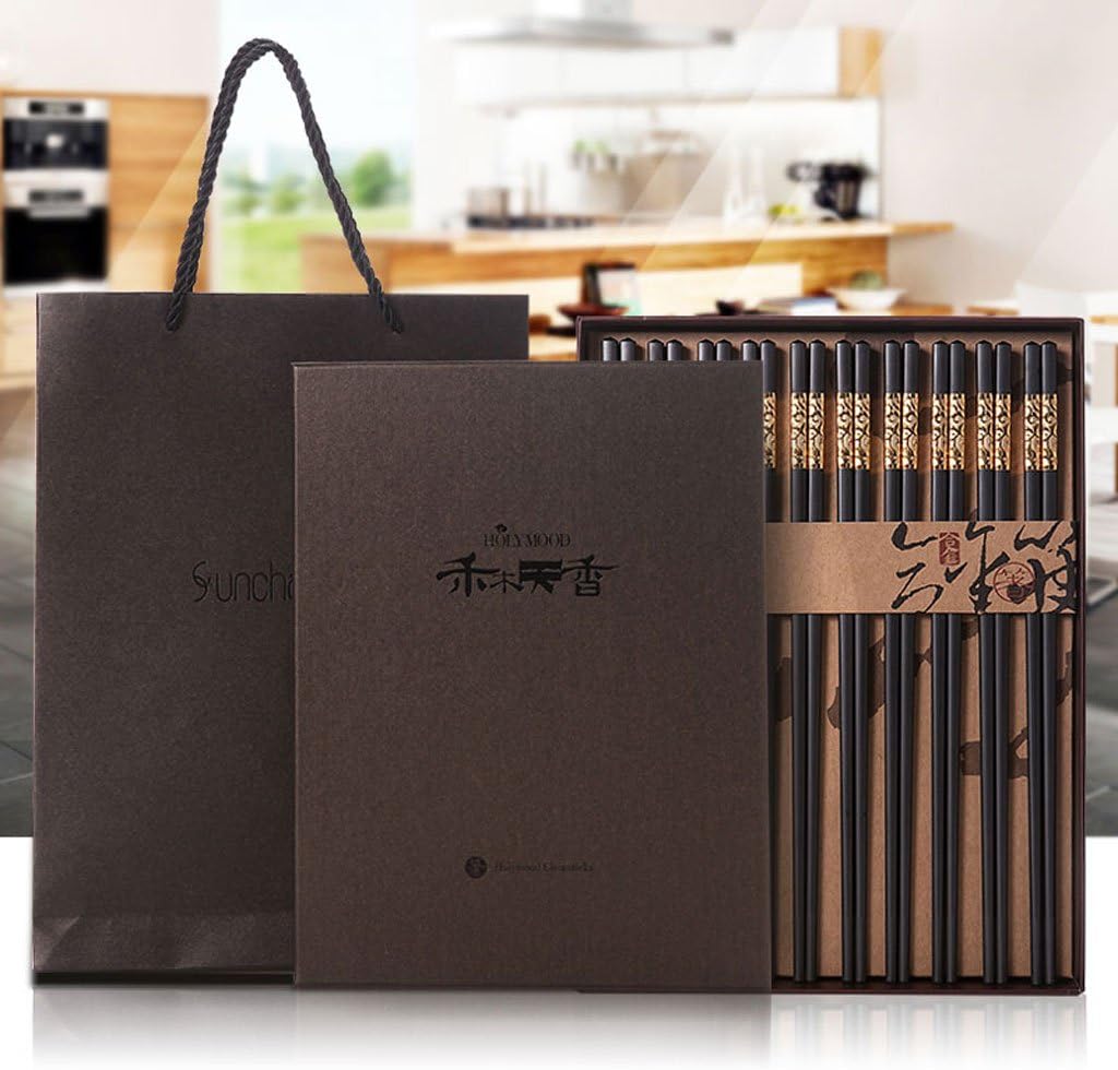 Xuan - Worth Having High Quality Gift Box 10 Pairs Chinese Chopsticks Set 24K Gold-Plated Gift