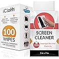 iCloth 70% Isopropyl Alcohol Large Wipes for Electronics (5x7 in) – Laptop, Computer Monitor, Phone, and Screen Cleaner – Lint-Free, Streak-Free, Scratch-Free – 100 Wipes