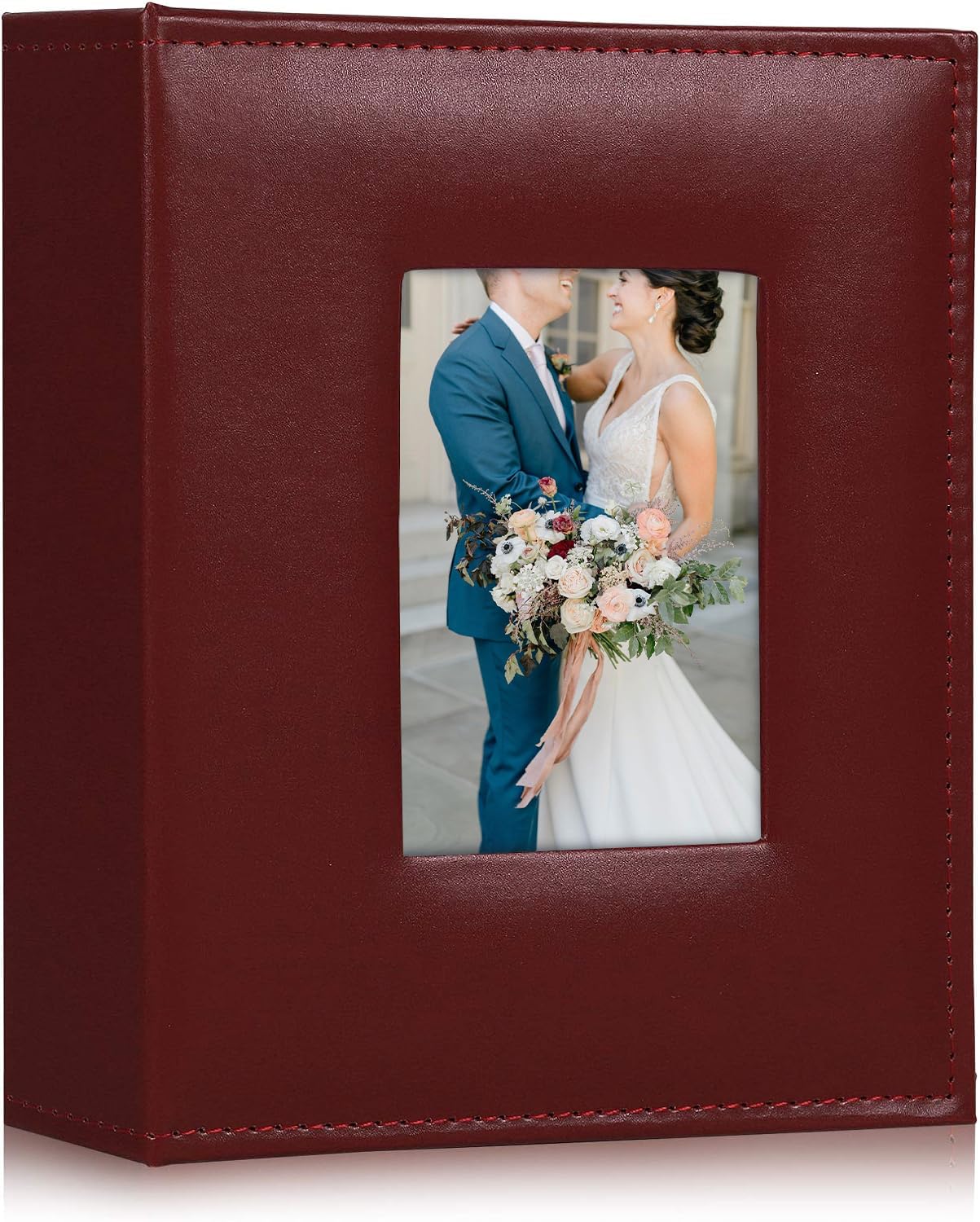 Photo 1 of RECUTMS Photo Album 200 Pocket Album Black Page Leather Cover 4x6 Photo Sleeves Boy Girl Family Wedding Photo Albums Wedding Holiday ?Brown?