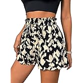 Nicetage Summer Casual Beach Vacation Cheetah Print Shorts for Women Trendy Baggy Short Pants Frenchy Tie Front with Pockets