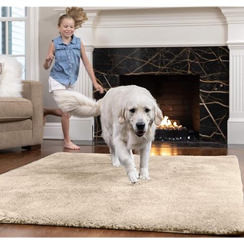 Gorilla Grip Original Faux-Chinchilla Area Rug, 7.5x10 FT, Many Colors, Soft Cozy Pile Washable Kids Carpet, Modern Floor Rugs, Luxury Shag Carpets for Home, Nursery, Bed and Living Room, Taupe