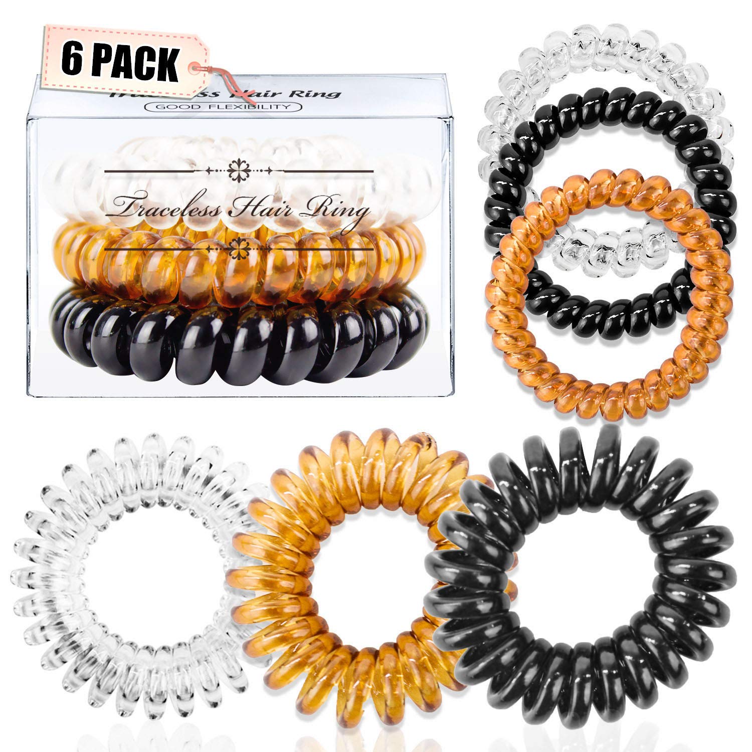 IBEET Hair Ties Traceless Elastics Hair Rings, Spiral Hair