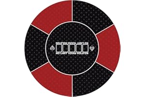 nuveti 24/31/47/55/63inch Round Poker Mat for Texas Holdem | Portable Poker Table Top with Art Deco Layout Print 6-8 Player Game Layout Mat to Play Cards, Poker Games, Blackjack, Casino