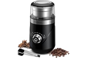 TWOMEOW Adjustable Electric Coffee Grinder with 10 Grind Settings, Spice Grinder and Coffee Bean Grinder with 1 Removable Stainless Steel Bowl, for Cold Brew Maker and Espresso Grinder, Black