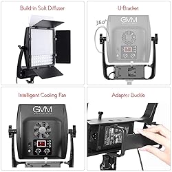 GVM 3-Pack 50W LED Video Light Kit, Photography