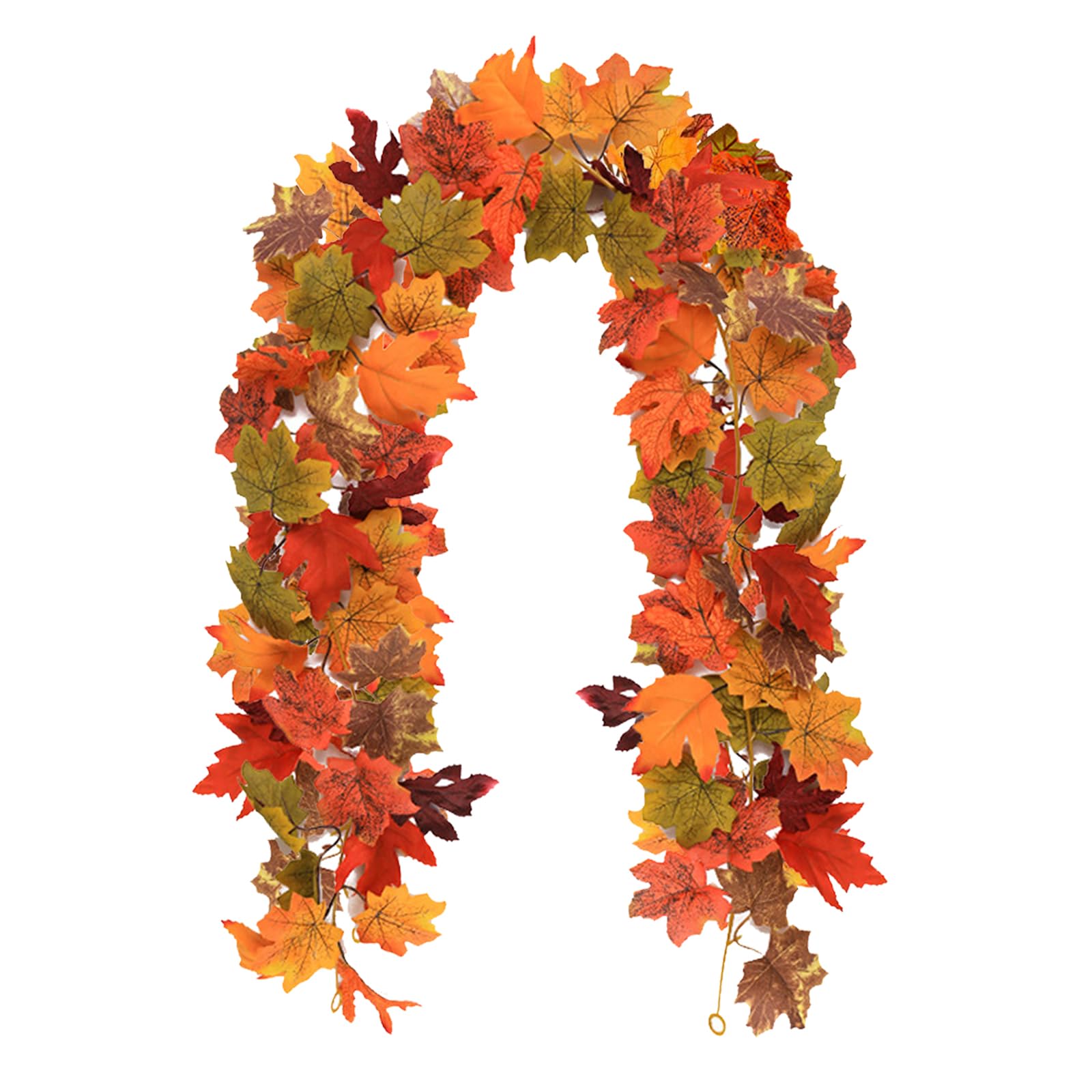 Artificial Autumn Maple Leaf Garland, Fall Leaf Garland Hanging Plant with Hooks, Artificial Autumn Maple Leaves Decorations for Thanksgiving Halloween Decor House Garden Wall Doorway Decor