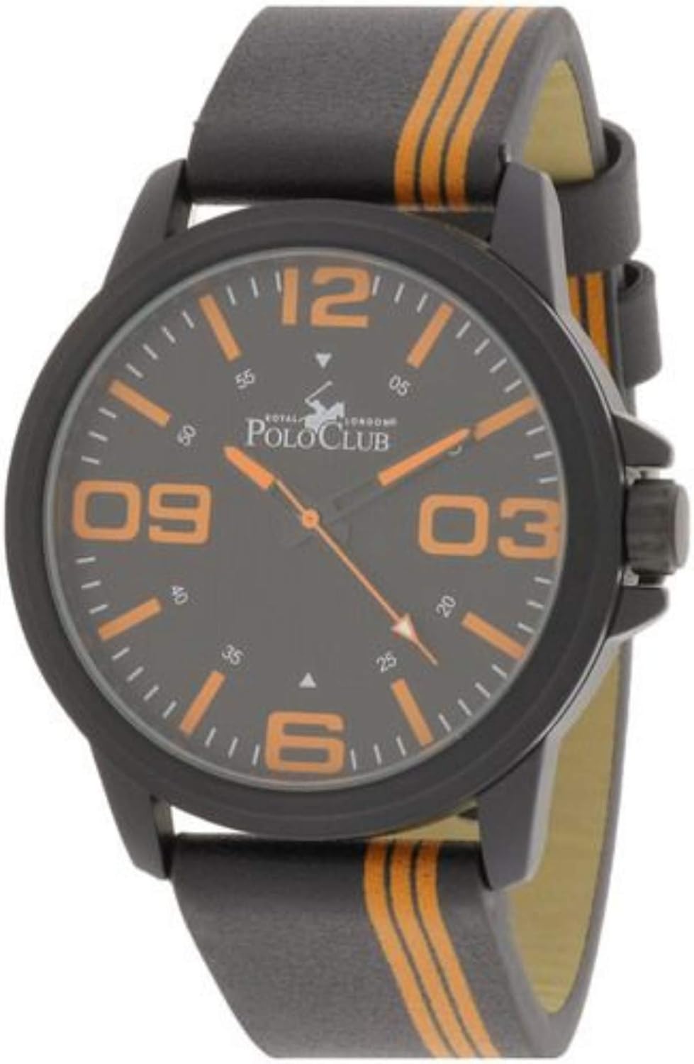 Reloj Polo Club Watches Poole Casual Para Hombre Color Negro Naranja 