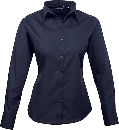 Premier - Camisa lisa de popelín de manga larga para mujer: Amazon.es: Ropa y accesorios