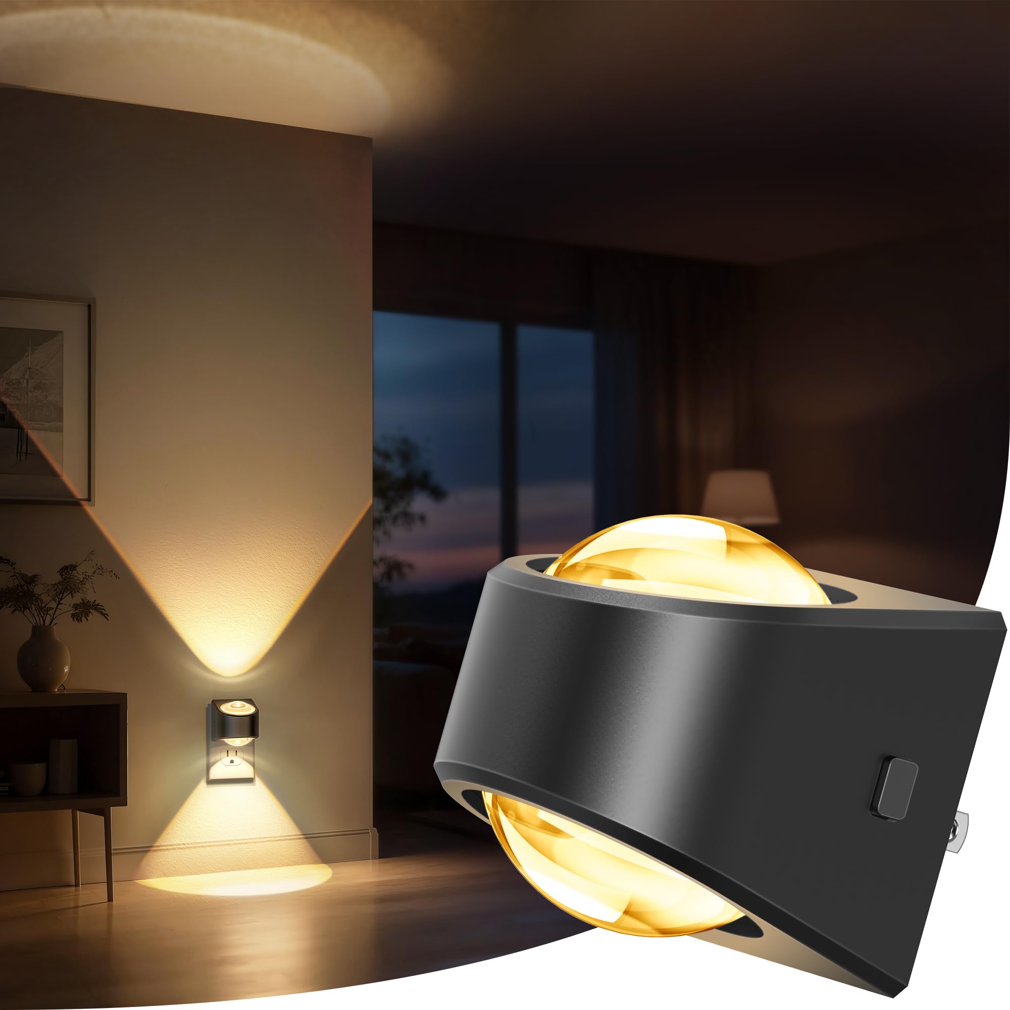 Briignite Projector Night Light, Night Lights Plug into Wall, Soft White for Bedroom, Dimmable Brightness Dusk to Dawn Nightlight for Kids, Nursery, Bathroom, Home Decor, Gaming Room Image