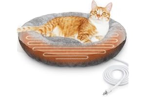 MARUNDA Heated Cat Bed Indoor， Heated Pet Bed for Indoor Cats and Small Dogs - Auto Temperature Control Cat Heating Bed.