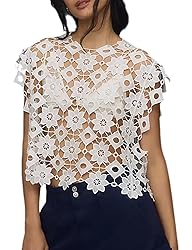 Yimoon Women's Floral Shell Vest Top Hollow Out