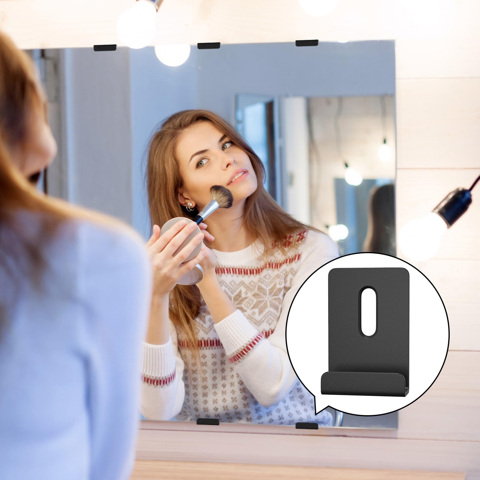 6Pcs Metal Mirror Clips for Wall Mounting, Mirror Holder Clips Heavy Mirror Hangers for The Wall (Black)