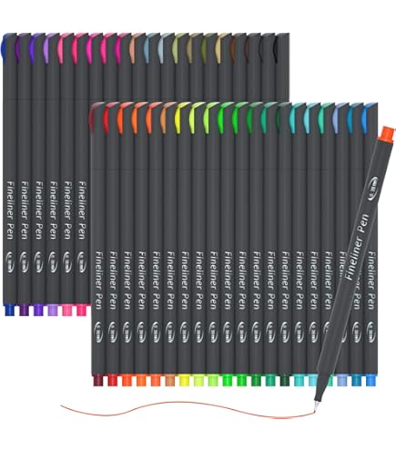 STIC 20 Fineliner Pens - 0.5mm Fine Tip Drawing Markers In Assorted Colors