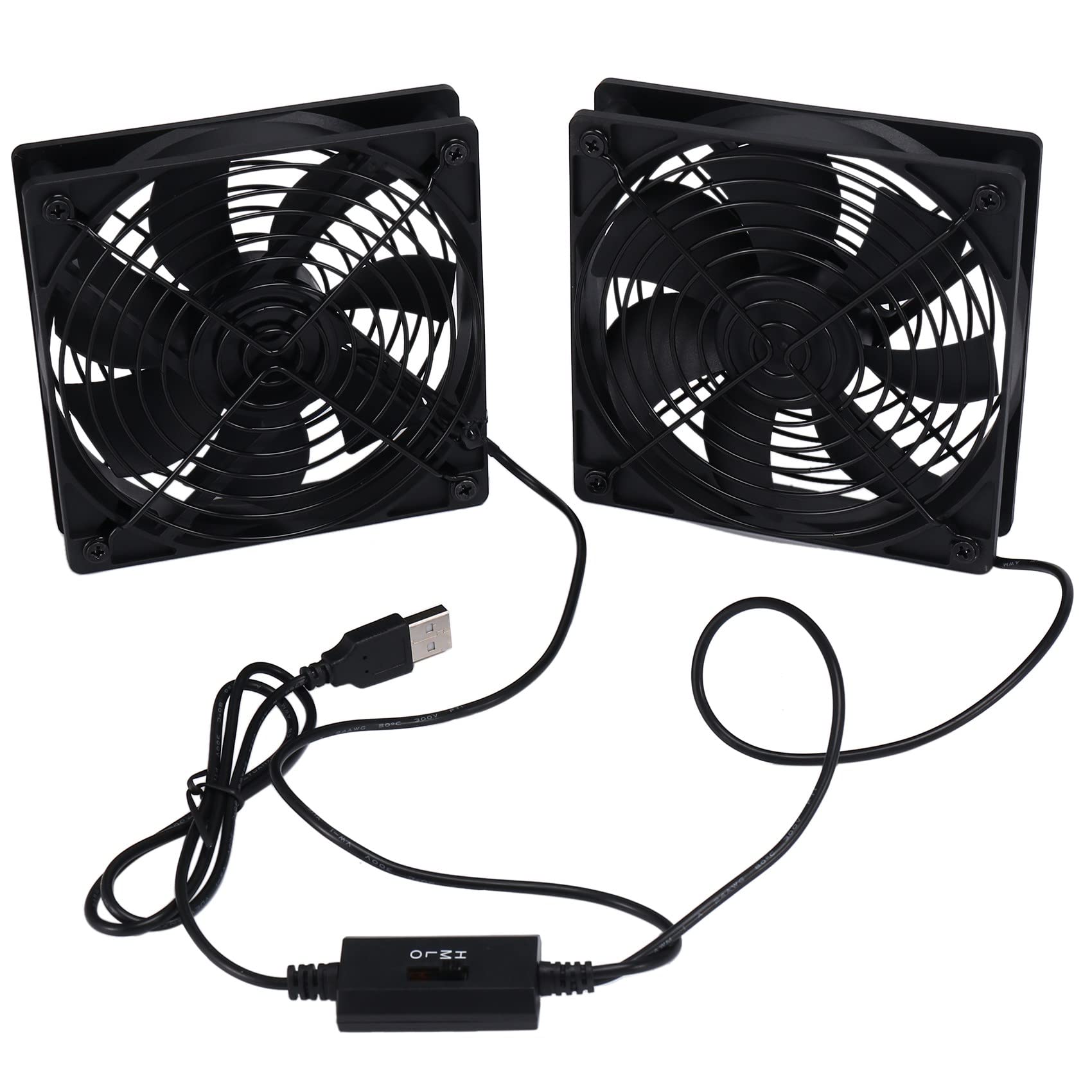 Hopbucan Dual 120mm 5V USB Powered PC Router Fans with Speed Controller High Cooling Fan for Router Modem Receiver
