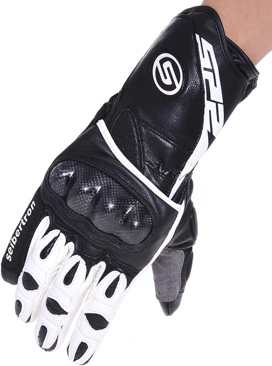 Seibertron SP2 SP-2 Men's Leather On-Road Motorcycle Gloves Genuine Leather Motocross Motobike Motorcycle Racing sports gloves (White