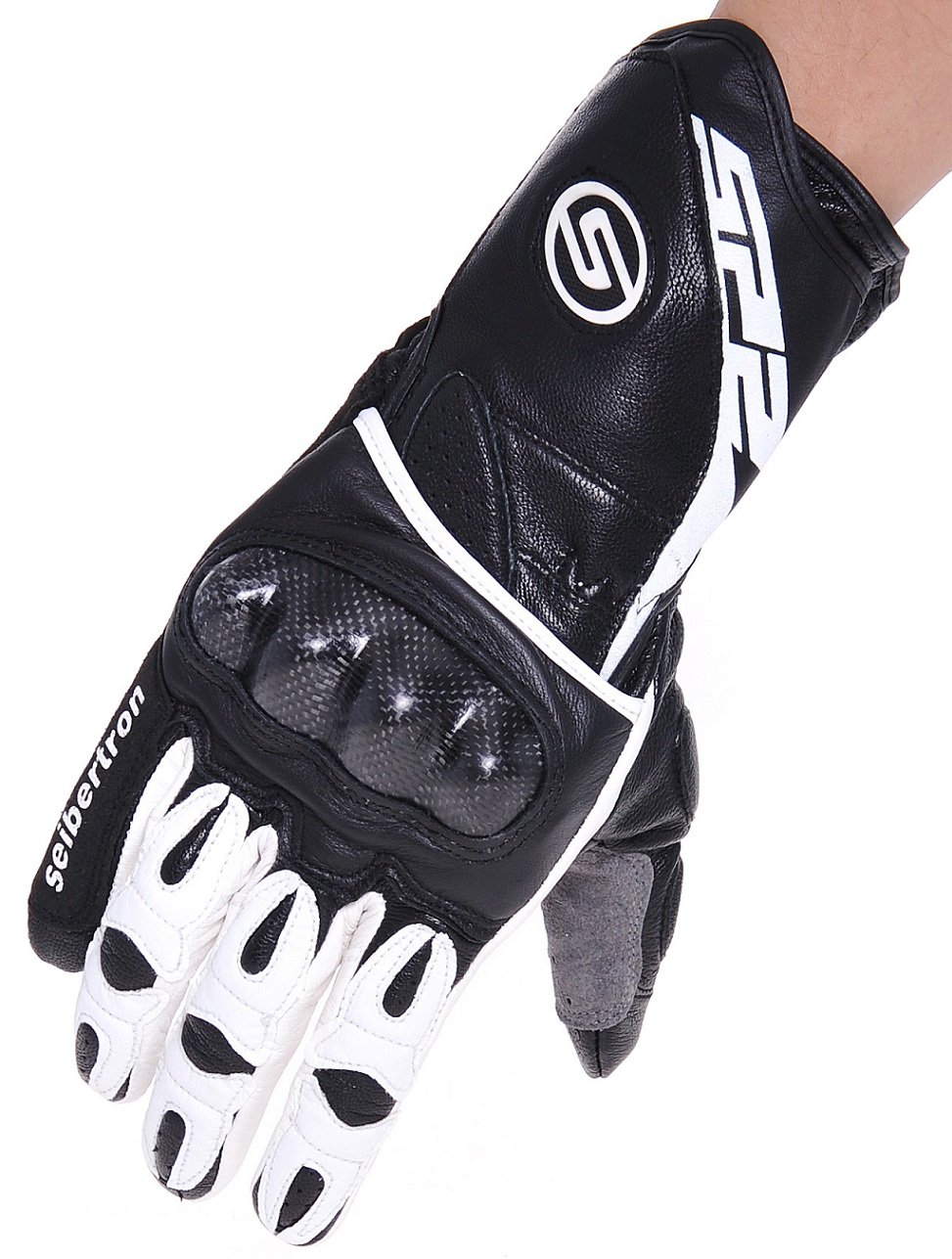 Seibertron SP2 SP-2 Men's Leather On-Road Motorcycle Gloves Genuine Leather Motocross Motobike Motorcycle Racing sports gloves (White, XL)