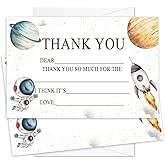 Astronaut Birthday Thank You Cards for Boys Girls, Outer Space Kids Thank You Cards Fill in the Blank, 20pcs Greeting Cards With Envelopes, Kids Graduation Birthday Party Supplies /10