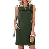 ANRABESS Womens Summer Casual Mini Dresses 2026 Sleeveless Crewneck Wrinkle-Free Sundress Beach Vacation Short Tank Dress