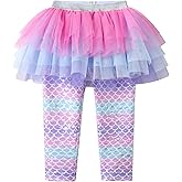 DXTON Toddler Girls Tutu Leggings with Skirt Stretchy Ruffle Capri Footless Skirted Pant Birthday Party for Kids 3-10 Years