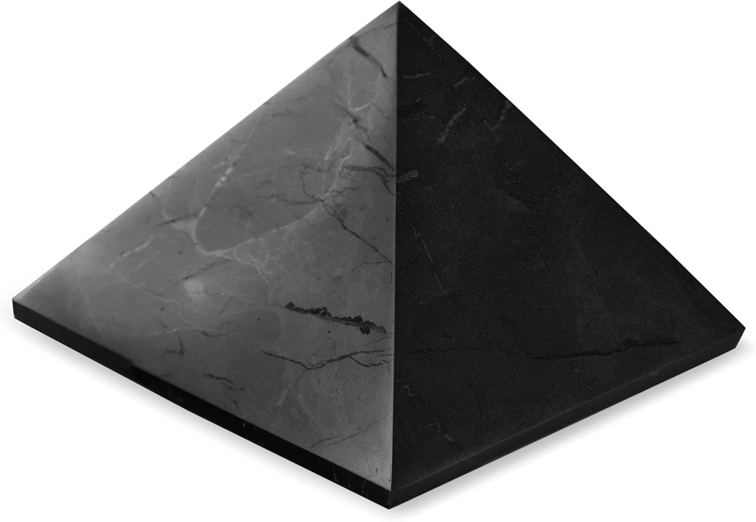 Indoor Fountains & Accessories - Karelian Heritage Large Shungite Pyramid Made of Polished Shungite Stone | Shungite Crystal Pyramid for Home Office Decor 2.7 inches (7 cm) | Grounding Healing for Meditation, Chakra Balancing PP05