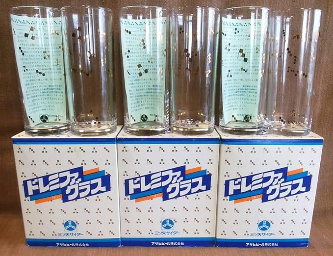 Amazon Co Jp 昭和 レトロ 当時物 アサヒビール 三ツ矢サイダー ドレミファグラス 6客 セット まとめて まとめ売り ガラス コップ グラス ホビー