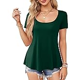 Amoretu Womens Scoop Neck Tshirt Short Sleeve Shirts Swing Tunic Tops Loose Fit