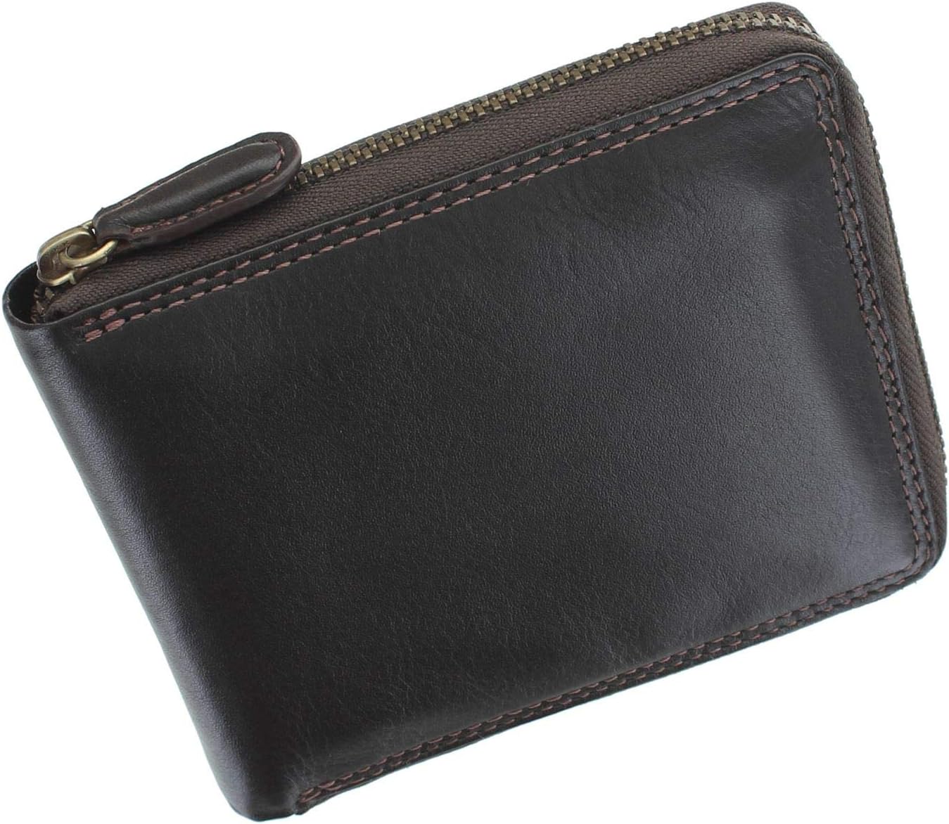 VISCONTI Heritage Camden Zip Around Leather Wallet RFID and Tap and Go HT14 Chocolate